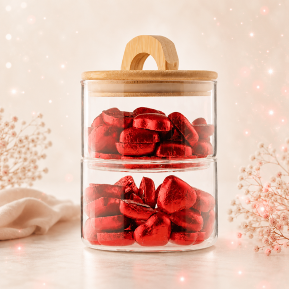 Voorraadpot Hartjes rood