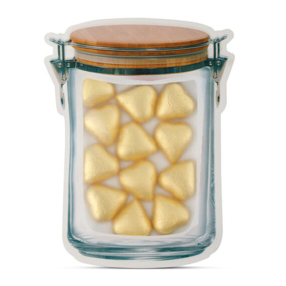 Weckpotzakje hartjes goud