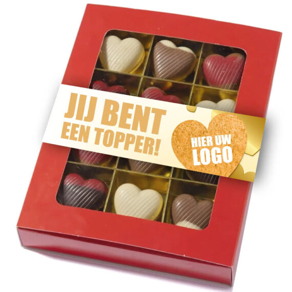 Zorgtopper chocolade hartjes