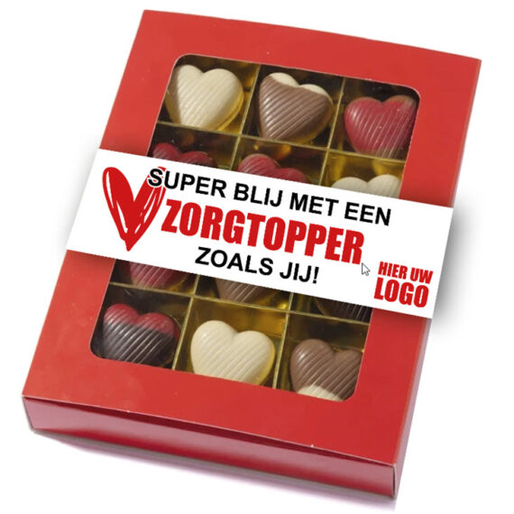 Zorgtopper chocolade hartjes