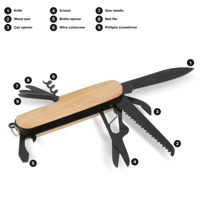 Multitool bamboe 9 functies - Afbeelding 3
